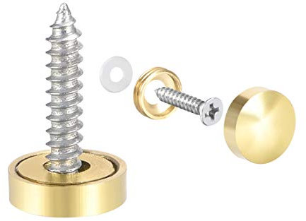sourcing map Tornillos de Espejos, Tapas Decorativas Cubres Clavos, Dorado Pulido 12mm 8uds
