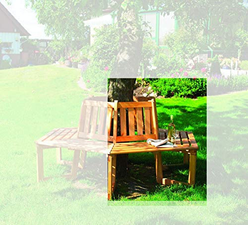 Beauty.Scouts Outdoor Dino Collection Baumbank Leon I, Kiefer, honigbraun, 205 x 89 x 90 cm, 180°-Bank, Gartenbank, Bank, Garten, halbe Baumbank, Holzbank, Gartenausstattung