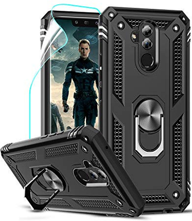 LeYi Cover per Huawei Mate 20 Lite con protezione schermo, 360° supporto girevole militare anti-caduta rinforzato, antiurto in TPU morbido e PC rigido, protezione custodia per Huawei Mate 20 Lite,