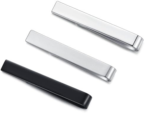 HONEY BEAR 3/6 Stück 4cm Herren Kinder Krawattennadel Set Krawattenklammer für schmale Krawatten Edelstahl Tie Clip,MEHRWEG (3 Stück für schmale Krawatten mit Box C)