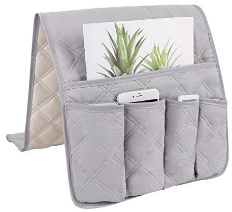 Sofa Armrest Caddy Organizer Storage Armrest Chair Desk Sofa Organiser Non-slip TV Remote Control Handset Holder Couch Pocket Organizer for Phone Magazine Books Glasses Drinker Snack (Grey)