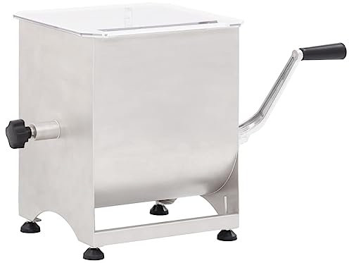 vidaXL Impastatrice Carne Meccanica Robusta Grande Macina Salsicce Carni Mescolatrice Carni Tritacarne Meccanico Argento in Acciaio Inox