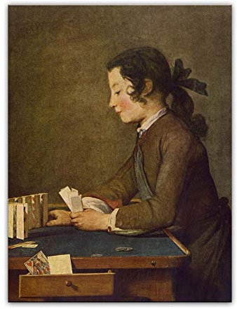 Bilderdepot24 Kunstdruck Poster - Jean Siméon Chardin Das Kartenhaus 60x80 cm ca. A1 - Alte Meister Bild ohne Rahmen