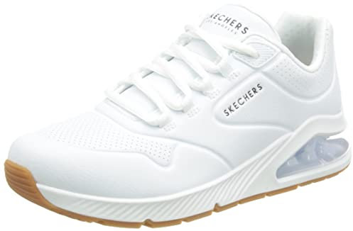 Skechers Uno 2 Air Around You, Zapatillas Mujer, White Duraleather Mesh Trim, 35 EU