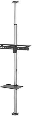 Maclean MC-791N TV Halterung mit Ablage Decken-Bodenbefestigung Teleskophalter OLED QLED LCD LED Plasma Fernseher 37-70 Zoll max. VESA 600x400 bis 30kg