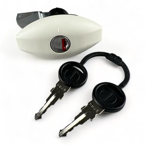 Zadi Ellipse - Cerradura con tapa para caja de gas, cerradura para garaje, caravana, 76 x 41 mm, color blanco