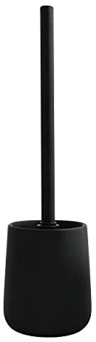 MSV, Brosse WC avec Support Céramique, Modèle MAONIE, Poils résistants à l'usure, 10,4x38,8cm, à Poser, Serviteur WC Non Fixe, Design Classique et élégant, Noir Mat