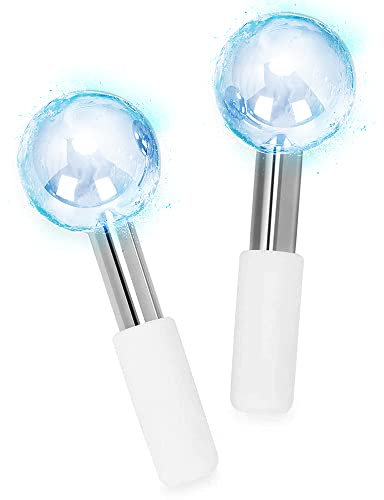 Arozk Ice Globes Facials Massager CrYoga-Kühler aus Edelstahl für Gesicht, Hals und Augen, Augenringe, Taschen, Falten Hautpflege (weiß)