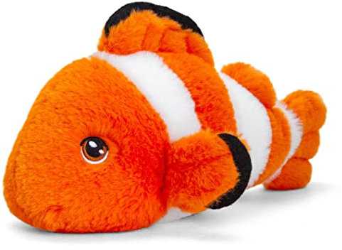 tachi Plüschtier Clownfisch orange weiß, Kuscheltier Fisch mit Streifen, Stofftier groß 28 cm