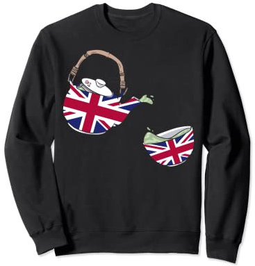 Union Jack Flag Of The United Kingdom With Teapot & Teacup Sweatshirt