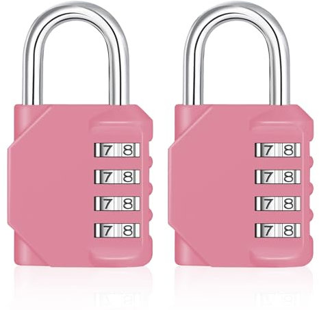 ZHEGE Combination Padlocks for Gym Locker, 4 Digit Code Padlock Outdoor with Side Window, Padlocks for School Locker, Combination Locks Outdoor for Backyard Shed, Fence Gate (Pink, 2 Pack)