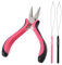 Hair Extension Pliers for Removal Professional Hair Extensions Kit Tools with Loop Threader for Micro Rings Nano Beads 3 Holes Plier