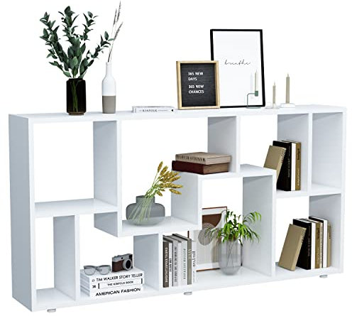 VCM Holz Standregal Bücherregal Medienregal Aufbewahrung Raumteiler Deko Regal Lanisa L Weiß