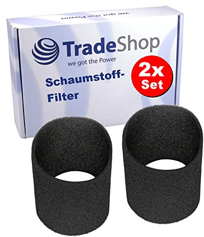 2x Trade-Shop Schaumfilter/Staubsaugerfilter kompatibel mit Einhell AS Inox INOX, AS-1250, AS-1400, BT-VC 1115, BT-VC 1215 S, BT-VC 1250, BT-VC 1250 S