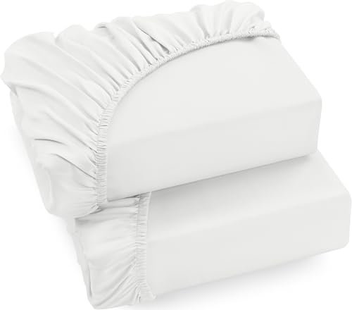 Utopia Bedding Juego de 2 Sabana Bajera 140x200 - Blanco - Bolsillo Profundo - Microfibra Cepillada (Cama 140)