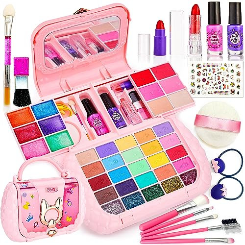 Lubibi Coffret Maquillage Lavable pour Enfants Filles - Kit Non Toxique, Ensemble Cosmétique pour Fête et Cadeaux d'Anniversaire - 4 à 10+ Ans