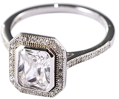 Aotiwe Ringe Silber 925 Set Damen, Ringe Jahrestag Quadrat Silber mit Weiß Zirkonia Größe 53 (16.9)