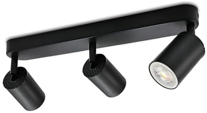 KYOTECH Deckenstrahler 3 Flammig Schwarz LED Deckenleuchte Schwenkbar | Spot Lampe GU10 Deckenlampe Strahler Deckenspots Modern Flurlampe für Küche Wohnzimmer Schlafzimmer Ohne Leuchtmittel