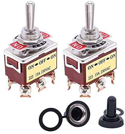 OUSIKA 2 pièces interrupteur momentané bascule à bascule robuste 20A 125V DPDT 3 positions 6 bornes-off-interrupteurs à bascule Interrupteurs