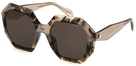 Police Unisex SPLM10 Sunglasses, Bright Brown/Light Blue, 54