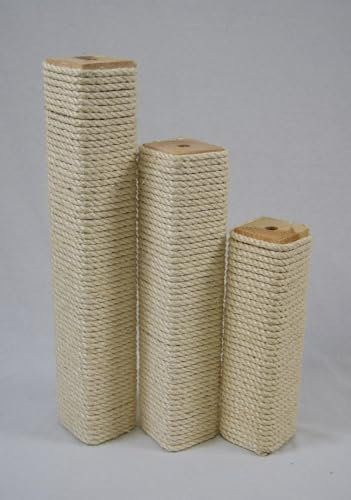 Rohrschneider Sisal Ersatzholm Vollholz Ersatzstamm für Kratzbäume und Katzenbäume Ersatzteil Kratzstamm Säule (9x9cm/Länge 50cm)