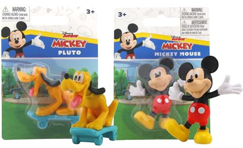 Mickey and Friends 3D 2.5 6cm Figures - Highly Detailed Collectable Miniature Figures Perfect as Cake Toppers - Pluto & Mickey Hands Wide - Twin Pack