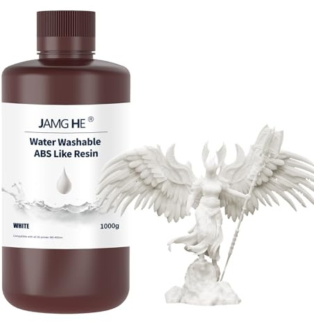 JAMG HE Wasserlösliches ABS-ähnliches Resin - Kunstharz für Technik, Photopolymer, Zähigkeit, Präzision, Geruchsarm - Für LCD DLP SLA 405nm (1000g, Weiß)