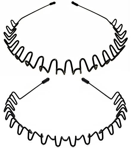 IMTRA FASHION Lot de 10 serre-tête unisexe en métal Zig Zag - Noir