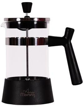 Any Morning French Press Kaffee- und Teebereiter mit feinmaschigen Edelstahlfiltern, Borosilikatglas Teepresse, tragbar, leicht zu reinigen, 600 ml, FF084