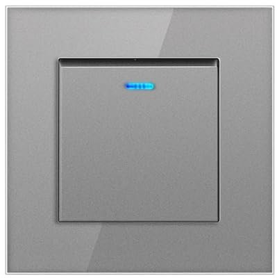 Lichtschalter 1 Fach 1 Weg Glas Lichtschalter Unterputz Taste Schalter Wandschalter Kippschalter (grau)