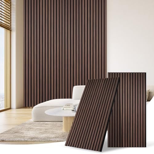 DOLLAR BOSS Pannelli acustici in legno, pannelli murali 3d 240x60cm, parete in legno, parete antirumore, pannelli acustici, parete con modanature decorative per ufficio&camera&cucina Ebano