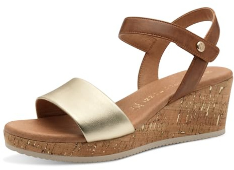 Marco Tozzi Damen Sandale weiches Feel Me Fußbett Leder weiches Innenfutter Stylisch