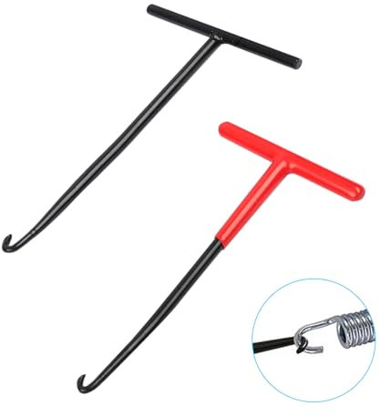 QiXinGYL 2 Stück Auspuff Federhaken, KFZ Motorrad Federzieher Stahl, Bremse Federhaken Werkzeug, Metall T-Griff Federzug Haken T Haken für Fahrräder Trampoline Motorräder Motorrad Werkzeug