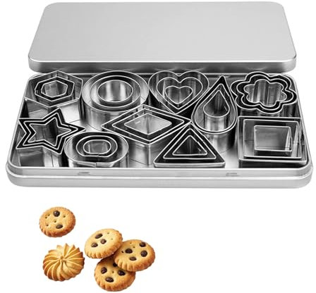 FDHBDF 30 Stück Ausstechformen,Blume und Herz Keksform, 3 Größen von Keksformen aus Edelstahl, Formen zum Ausstechen von Keksen und Schinken