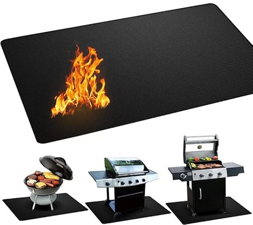 CiCixixi Feuerfeste Unterlage, Faltbare Grillmatte Bodenschutz Hitzebeständig Hitzeschutzmatte Silikon-Glasfaser Grillteppich Bodenschutzmatte für Gasgrill Holzkohlegrill 39 x 72in