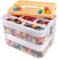 GBACHOOSE Aufbewahrungsbox mit Deckel Bausteine, 2 Stufen Bausteine Boxen Aufbewahrung, Sortierbox 30,5 x 23 x 23 cm, Aufbewahrungsbox Bausteine, Box aufbewahrung Sortierbox, Stapelboxen für Bausteine