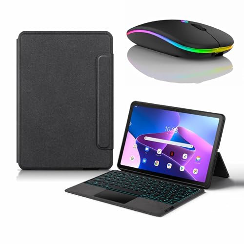 JZCZMCE Funda con Teclado para Lenovo Tab M10 3.ª Generación - TB-328FU 10,1, Contiene Ñ, Teclado Retroiluminados Inalámbrico con Trackpad, Funda Folio Delgada con Ratón Bluetooth