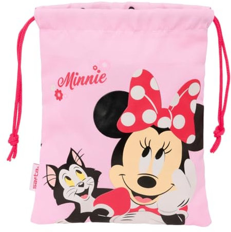 MINNIE MOUSE NAIVE - Saquito Merienda Lunch Bag, Portatodo, Calidad y Máxima Resistencia, Porta Comida, Recreo, 20x25 cm