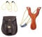 YiJPXinADZ Wooden Slingshot Catapult Toy set Including Leather Storage Bag and 2 Replacement Rubber Bands, Ideal for Hunting, Camping, Hiking, Backpacking & Outdoor Fun