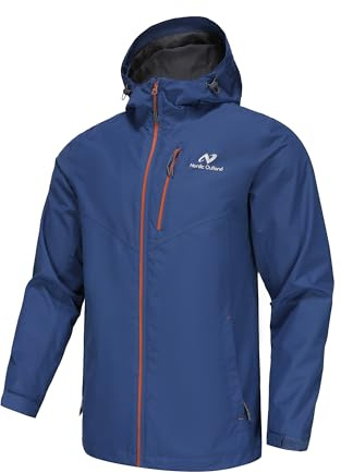 NORDIC OUTLAND Veste de pluie légère à capuche imperméable et respirante pour homme pour randonnée en montagne