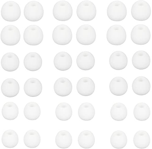Almohadillas Cascos, 36 Piezas Gomas Auriculares, Suaves y Cómodos Ear Tips Compatibles con La Mayoría De Auriculares Intraaurales, Orificio Interior De 4,5 mm - 6 mm (Blanco) (D)