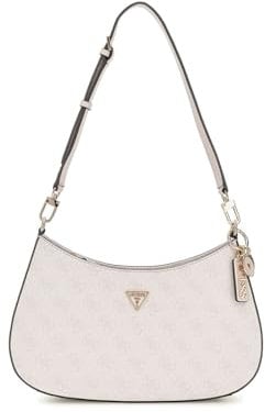 GUESS Noelle II Top Zipper Shoulder Bag White Logo