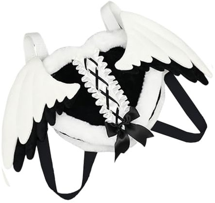Klaisy Plüsch Herzformflügel Rucksack Für Anime Kostüme 2000er Jahre Accessoire Schultern Tasche Für Halloween Kostüm