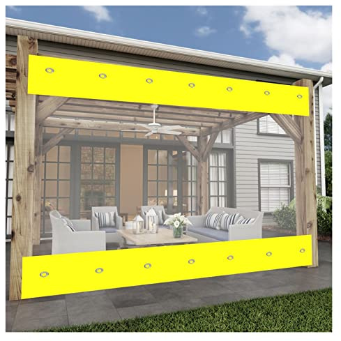Strapazierfähige, wasserdichte, transparente Planen-Vorhänge für den Außenbereich, Terrasse, isoliertes PVC, weiches Glas mit Ösen, perfekt für Pergola und Poolabdeckung (1,2 x 2,5 m)