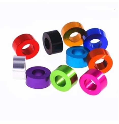 Douille en aluminium Lot de 10 rondelles plates en aluminium M8 x 3-16, colorées(Red,M8-10PCS-L 8MM)