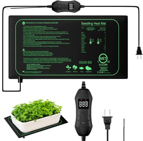 Foreverup Tapis Chauffant pour Plantes avec Thermostat, 50 W Tapis Chauffant pour Semis, Coussin Chauffant pour Serre, 53 x 25 cm Étanche IPX4 pour Semis, Reptiles, Culture Hydroponique, Serre