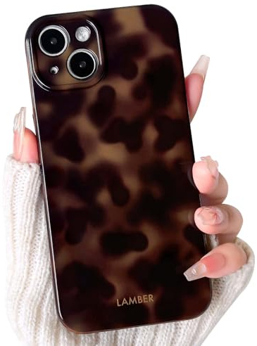 NITITOP für iPhone 14 Hülle Süßes Leopard Muster, Braun | Ästhetische Braun Bernstein Design, für Frauen Mädchen, Weiche TPU, Vollständiger Kameraschutz, Schutzhülle Handyhülle