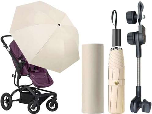 ZLXFT Kinderwagen Sonnenschirm Regenschirm mit Halterung,Kinder Klappschirm,Kinderwagen Regenschirm,Klemmschirm für Strand Und Kinderwagen,Einstellbarer UV Schutz Regenschirms für Kinderwagens