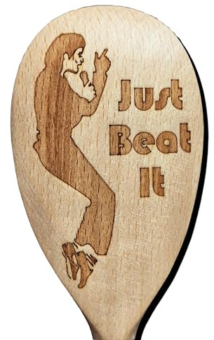 Just Beat It Jacko Inspired Wood Baking Spoon Mixing Spoon Wooden Novelty Music Gift for Bakers & Fans