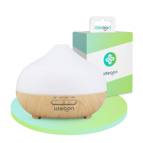 ideoon Stilvoller Aroma Diffusor & Luftbefeuchter, 300ml Vernebler mit RGB Farblicht und Timer - Perfekt für Zuhause & Büro